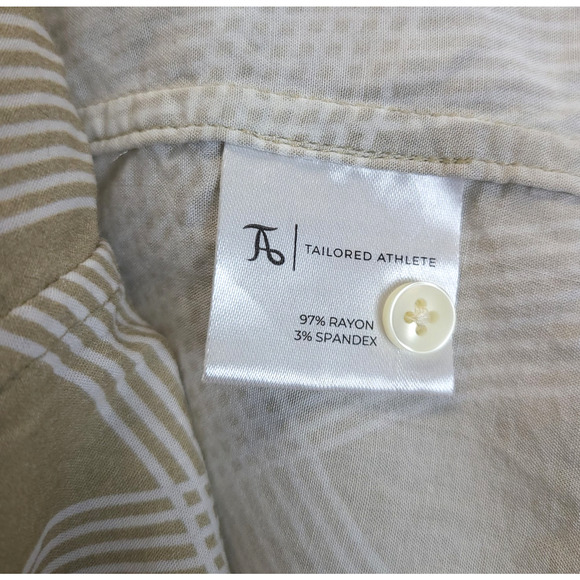 Tailored Athlete Button Up Shirt Curve Stripe Men XXL Tan White Short Sleeve - Picture 9 of 11